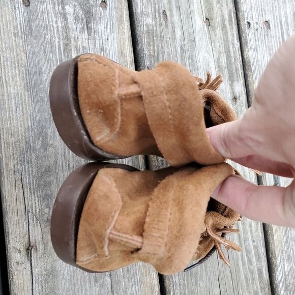 Vintage 70s Western Boho NativeMoccasins Beaded Thunderbird Suede Leather Fringe - Picture 3 of 6